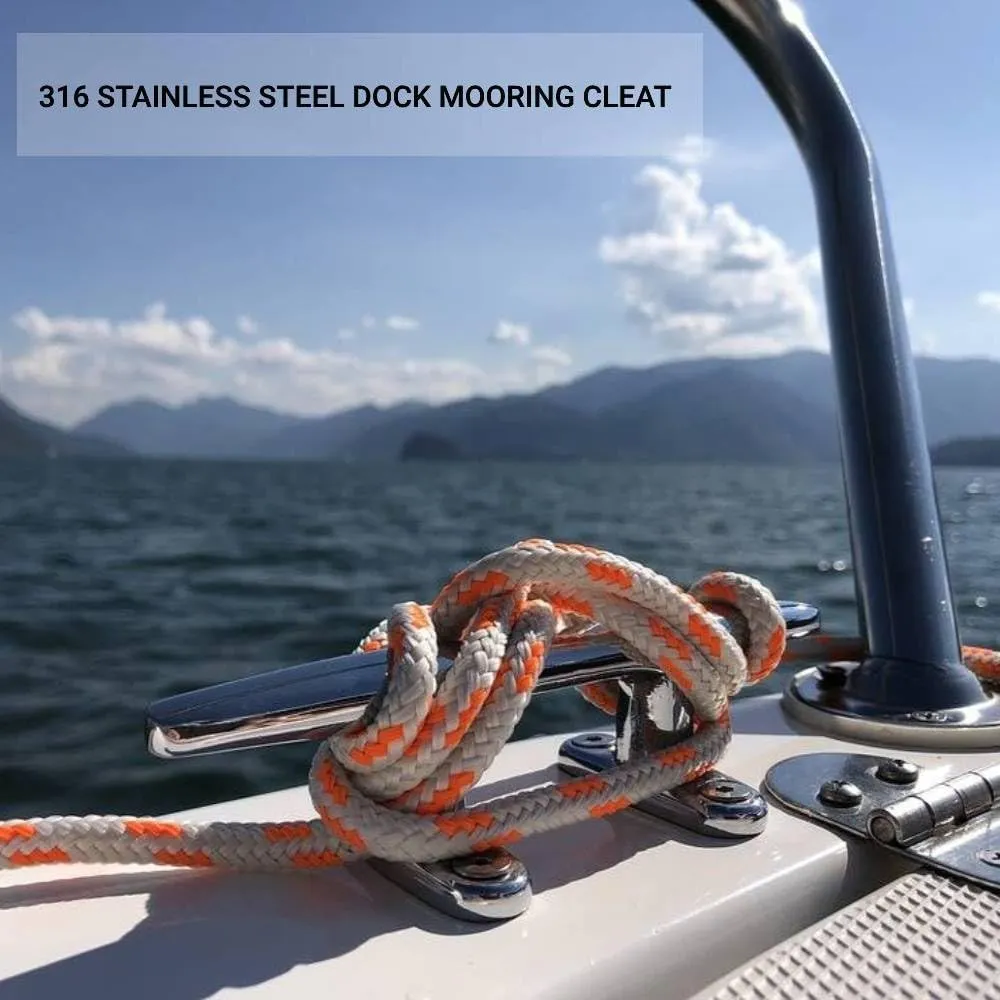 Boat Cleat 316 Stainless Steel Dock Cleats Heavy Duty Open Base Cleat for Kayak Boat Canoe Mooring Deck and Decor of 2 Pcs with Screws(4''/6''/8''/10'')