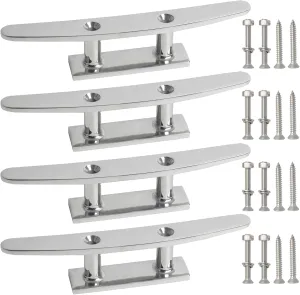 Boat Cleat Flat Top, 316 Stainless Steel Boat Dock Cleats,Rope Cleat,Dock Cleats with Screws for Marine or Nautical Decor and Dock Cleat Decorative(5 Sizes,2Color,2Pack,4Pack)