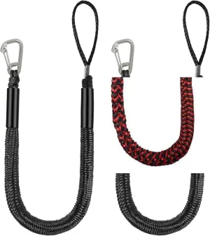 Boat Dock Line Shock Absorbing Mooring Bungee Rope for Boat Accessories Ideal for Jet Ski, SeaDoo, Kayak, Pontoon, Power Boat 2PCS (Red&Black, 3FT-Single Clips)
