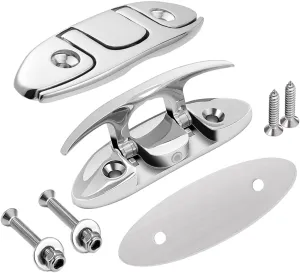 Boat Flip Up Cleat 316 Stainless Steel Boat Folding Cleat 4-1/2 Inch Marine Folding Cleat Pack of 2, Boat Dock Cleats Work for Dock Lines Mooring Accessories