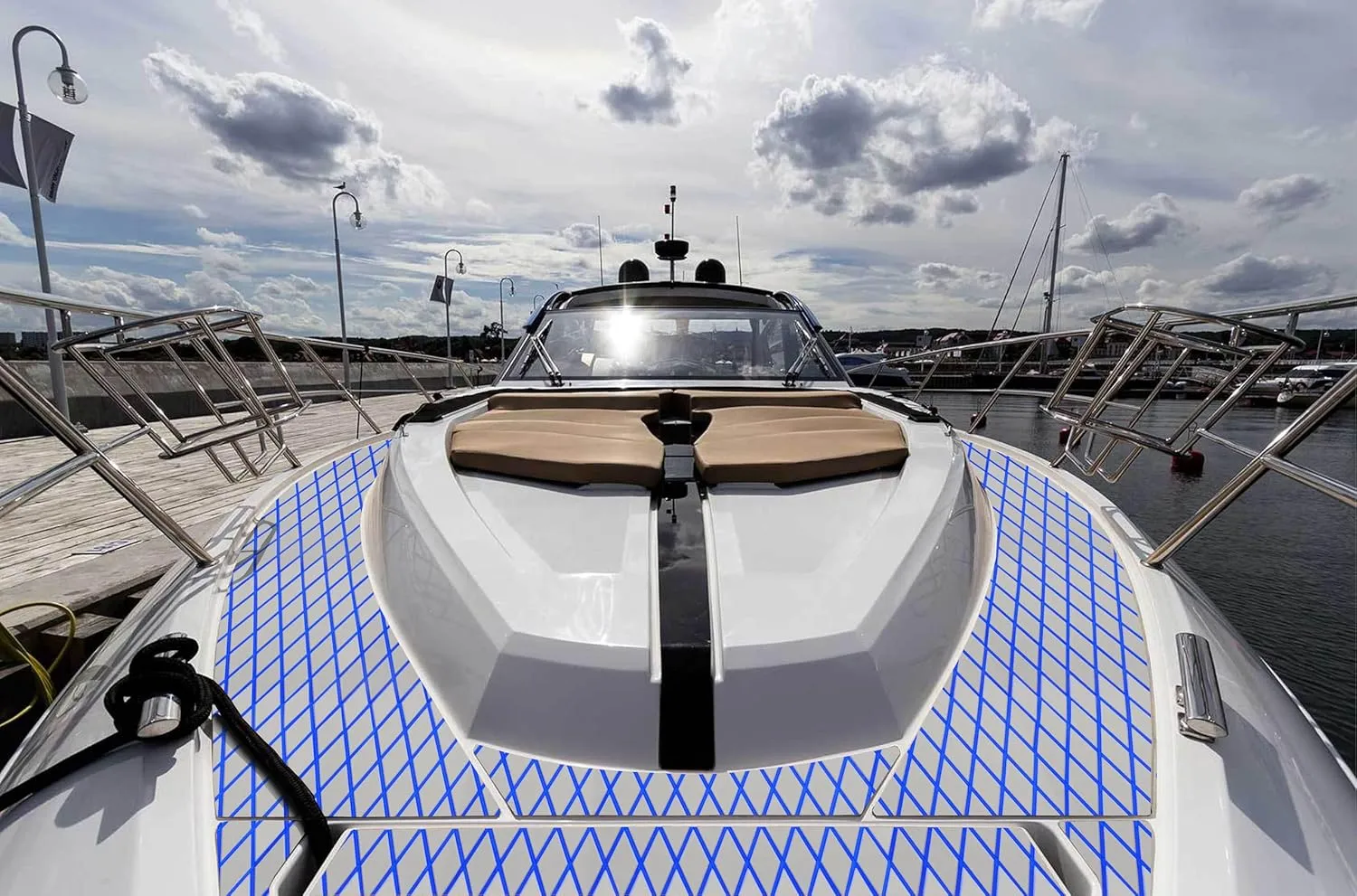 Boat Flooring EVA Foam Boat Decking Faux Teak Marine Sea Deck Non-Slip Mat for Decking Yacht Motorboat Fishing Boat Surfboard,102.4"/94.5"/86.6"/x 37.4"