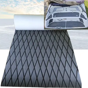 Boat Flooring Eva Foam Non-Slip Self-Adhesive Marine Flooring Sheet Boat Yacht Decking Faux Teak Flooring Mat For Motorboat Fishing Boat RV Floor Kayak Swimming Pool 27.5"×74.8” Rhombus pattern