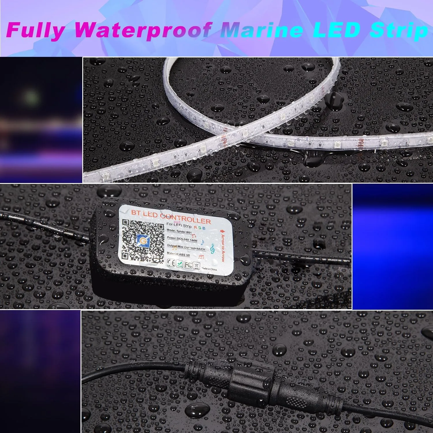 Boat Lights LED Waterproof 50FT, Marine Light Strip App Control, 12V RGB Pontoon LED Boat Lights Interior and Exterior, Night Fishing Lighting for Jon Boats, Yacht, Kayak, Cabin