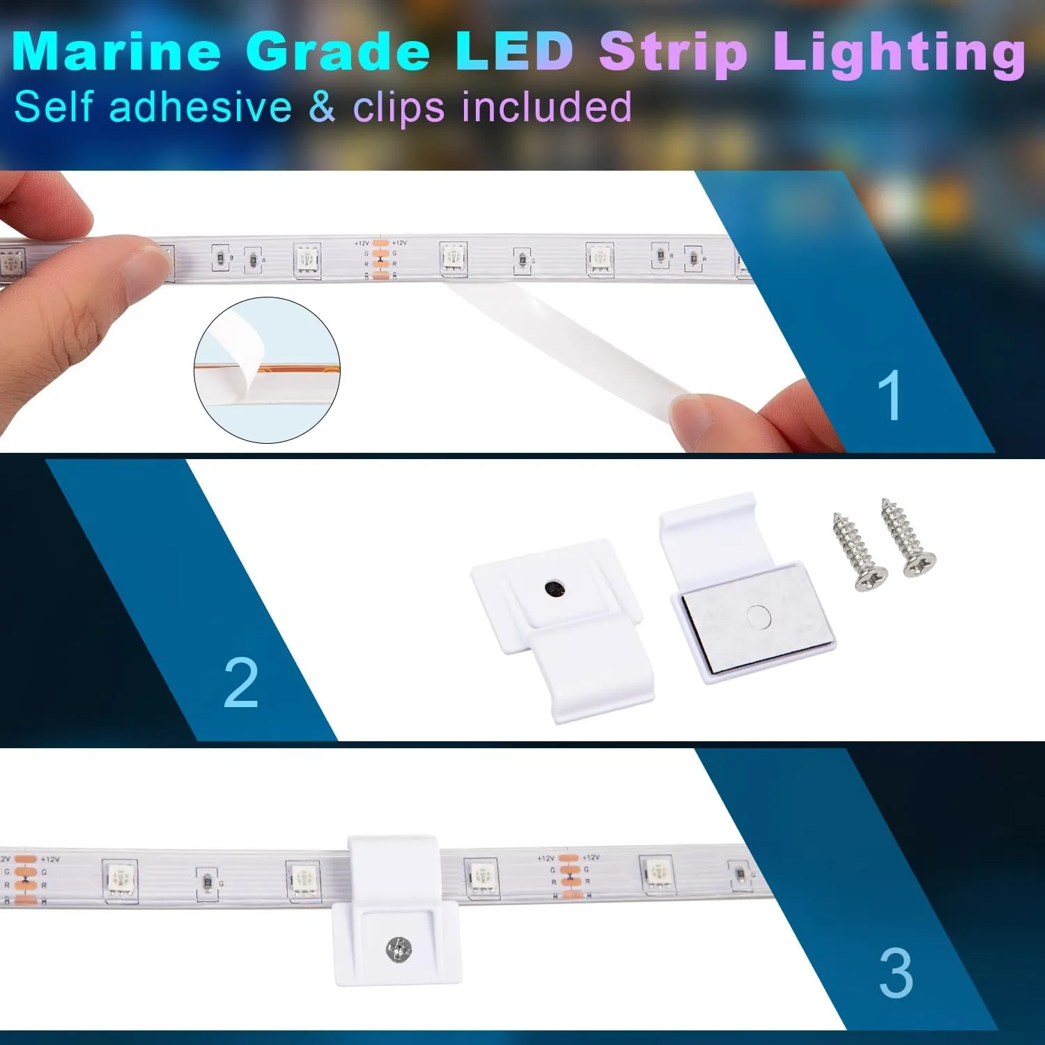 Boat Lights LED Waterproof 50FT, Marine Light Strip App Control, 12V RGB Pontoon LED Boat Lights Interior and Exterior, Night Fishing Lighting for Jon Boats, Yacht, Kayak, Cabin