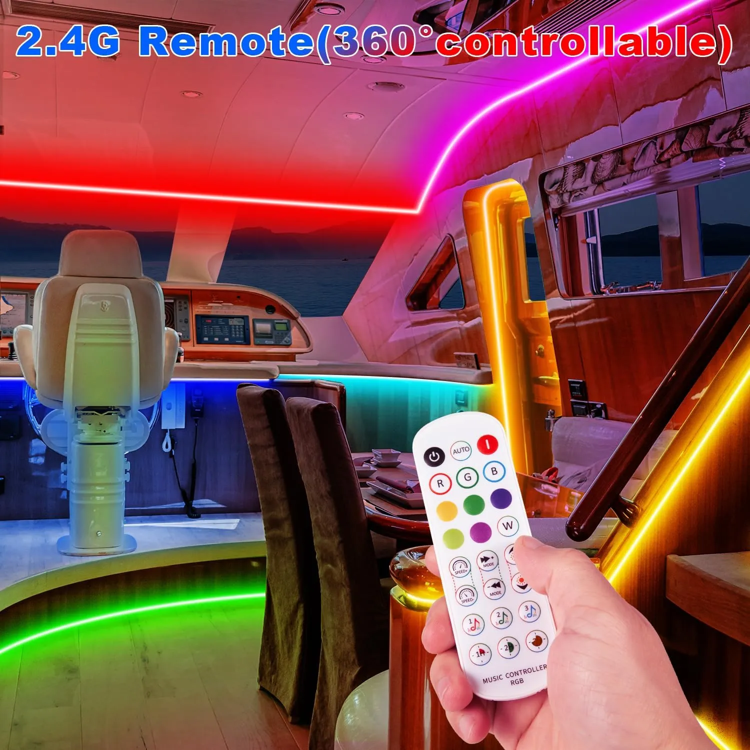 Boat Lights LED Waterproof 50FT, Marine Light Strip App Control, 12V RGB Pontoon LED Boat Lights Interior and Exterior, Night Fishing Lighting for Jon Boats, Yacht, Kayak, Cabin