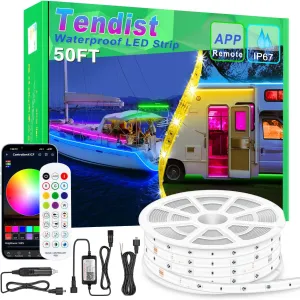Boat Lights LED Waterproof 50FT, Marine Light Strip App Control, 12V RGB Pontoon LED Boat Lights Interior and Exterior, Night Fishing Lighting for Jon Boats, Yacht, Kayak, Cabin