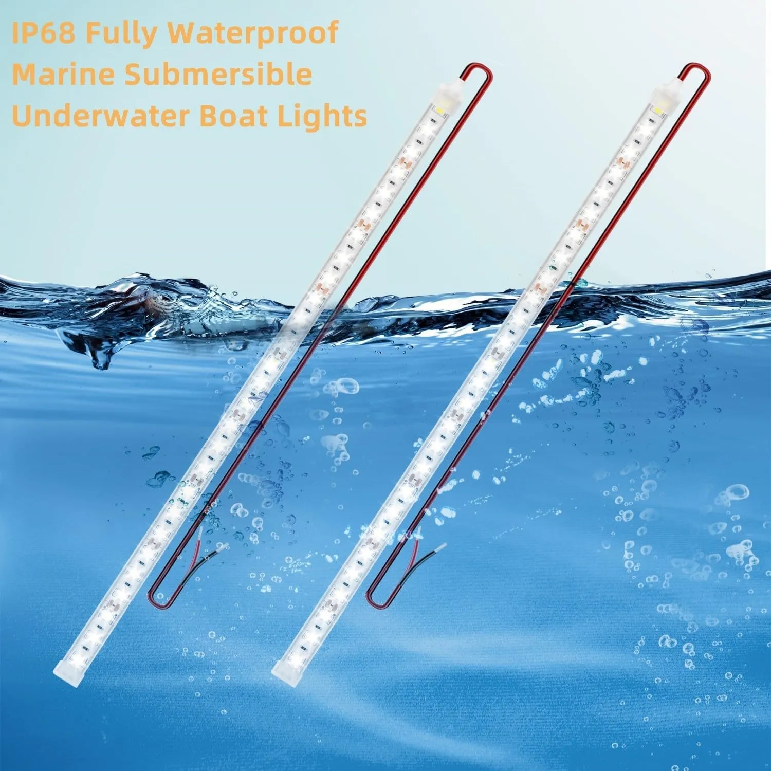 Boat Marine Submersible Led Strip Lights, 4 Pcs 20 Inches 12V Super Bright Boat Interior Lights, IP68 Waterproof Marine Led Strip Lights Night Fishing Lights for Boats, Kayak (Red)