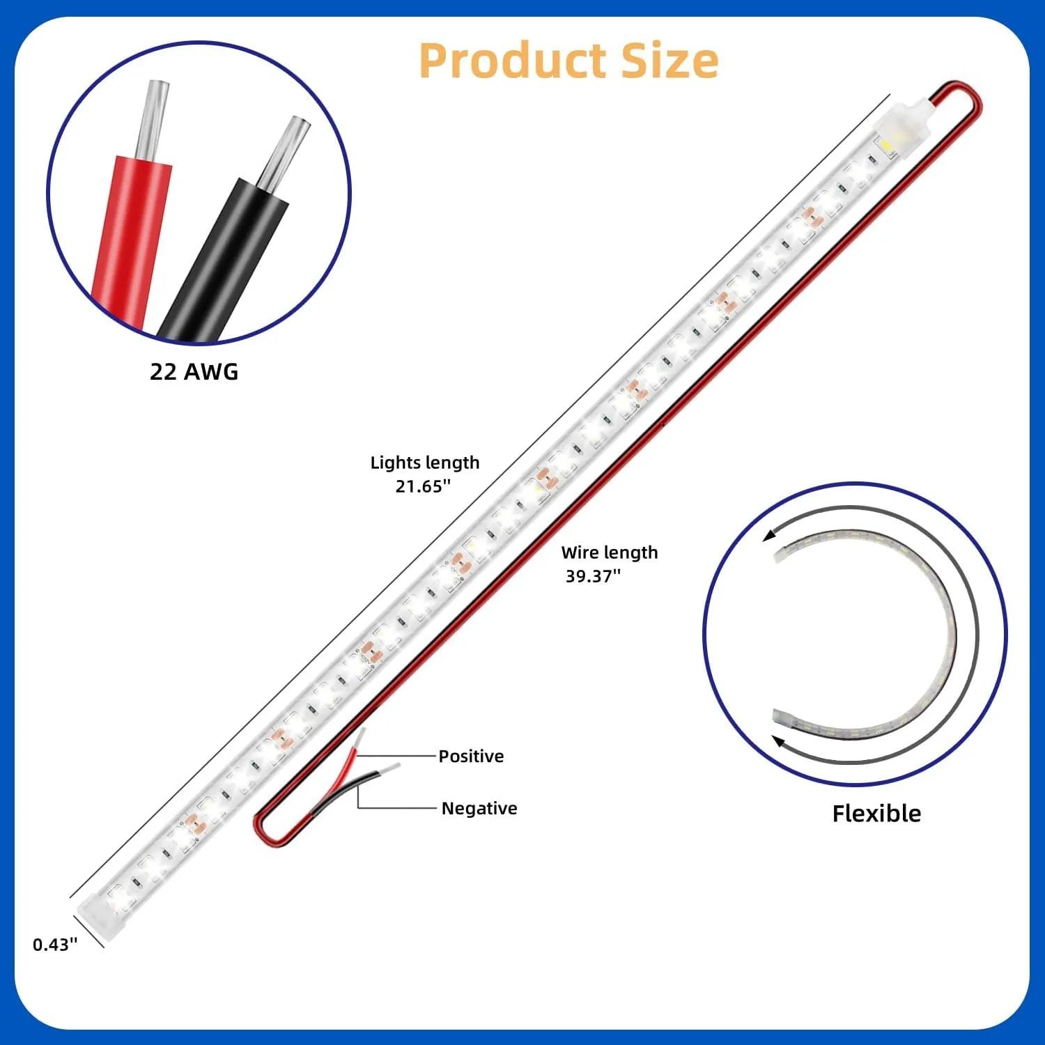 Boat Marine Submersible Led Strip Lights, 4 Pcs 20 Inches 12V Super Bright Boat Interior Lights, IP68 Waterproof Marine Led Strip Lights Night Fishing Lights for Boats, Kayak (Red)
