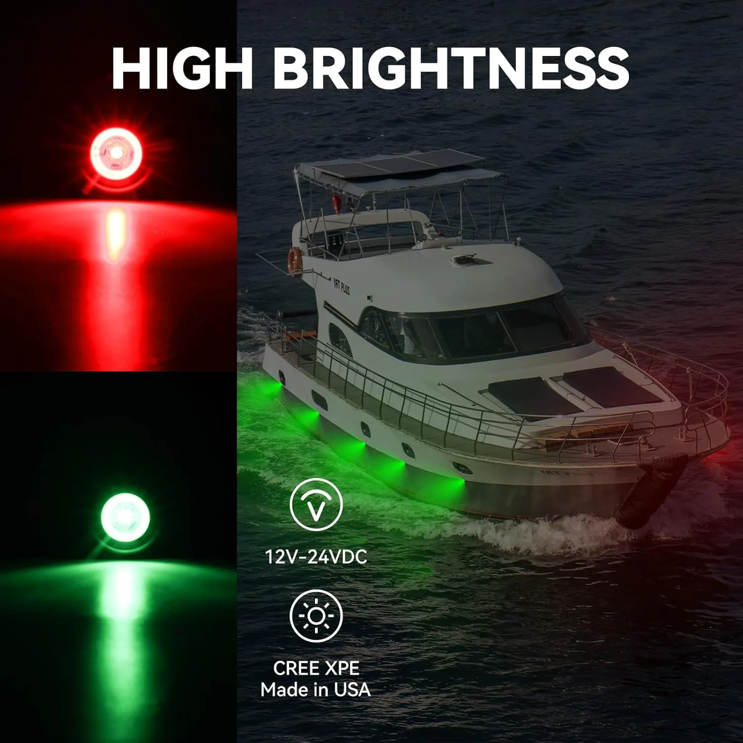 Boat Navigation Lights, Marine Boat Nav Lights, Boat Red and Green Bow Lights, Boat Night Fishing Lights, Deck Lights, IP68 Waterproof LED Lights for Pontoon Boat Bas Boat Dinghy Jon Boat