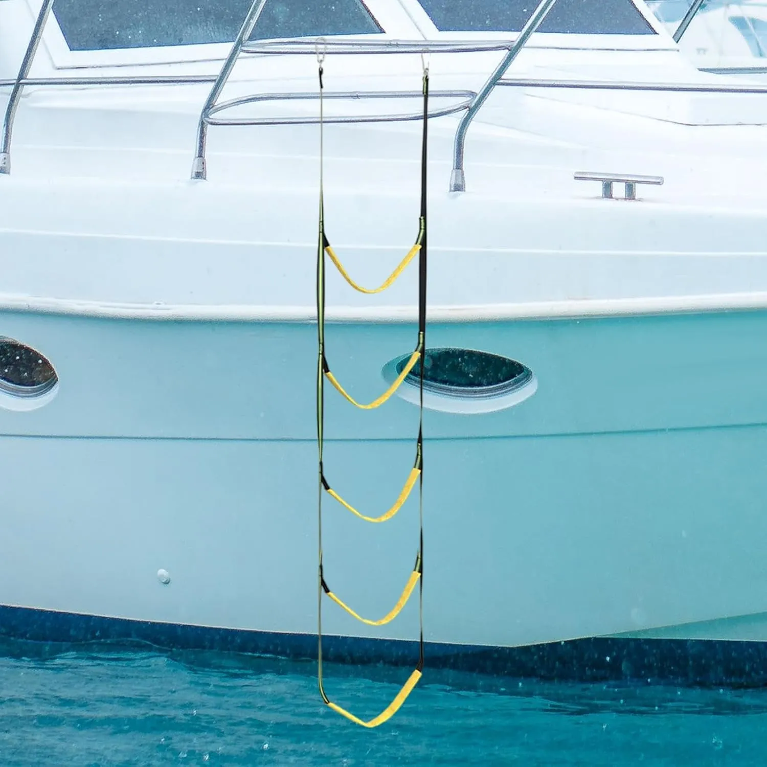 Boat Rope Ladder Swim Ladder,Heavy Duty Folding Outdoor Climbing Ladders,Marine Rope Ladder for Inflatable Boat Canoeing, 133 cmx32 cm