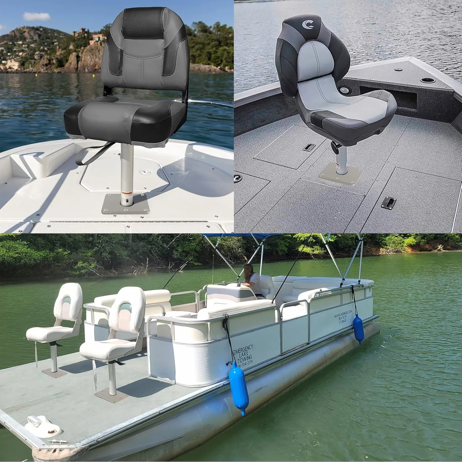 Boat Seat Base Mount Boat Seat Pedestal Base Mount Plate for 3/4" Pin Post Socket, Heavy Duty Marine Pedestal Bracket for Most Marine Fishing Pontoon Bass