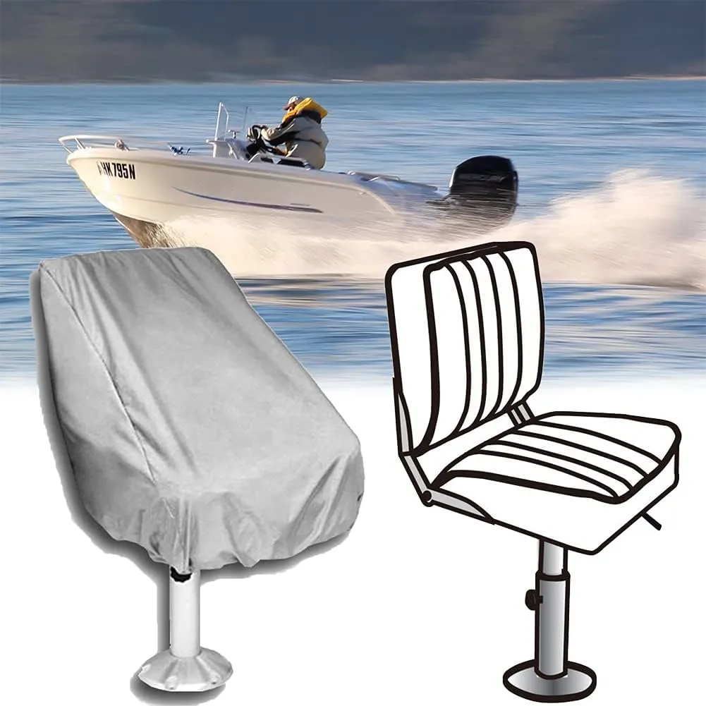 Boat Seat Cover 1 Pack Outdoor Waterproof Pedestal Pontoon Captain Boat Bench Chair Seat Cover 600 Denier Canvas Weather Protection Fishing Chair Protective Cover