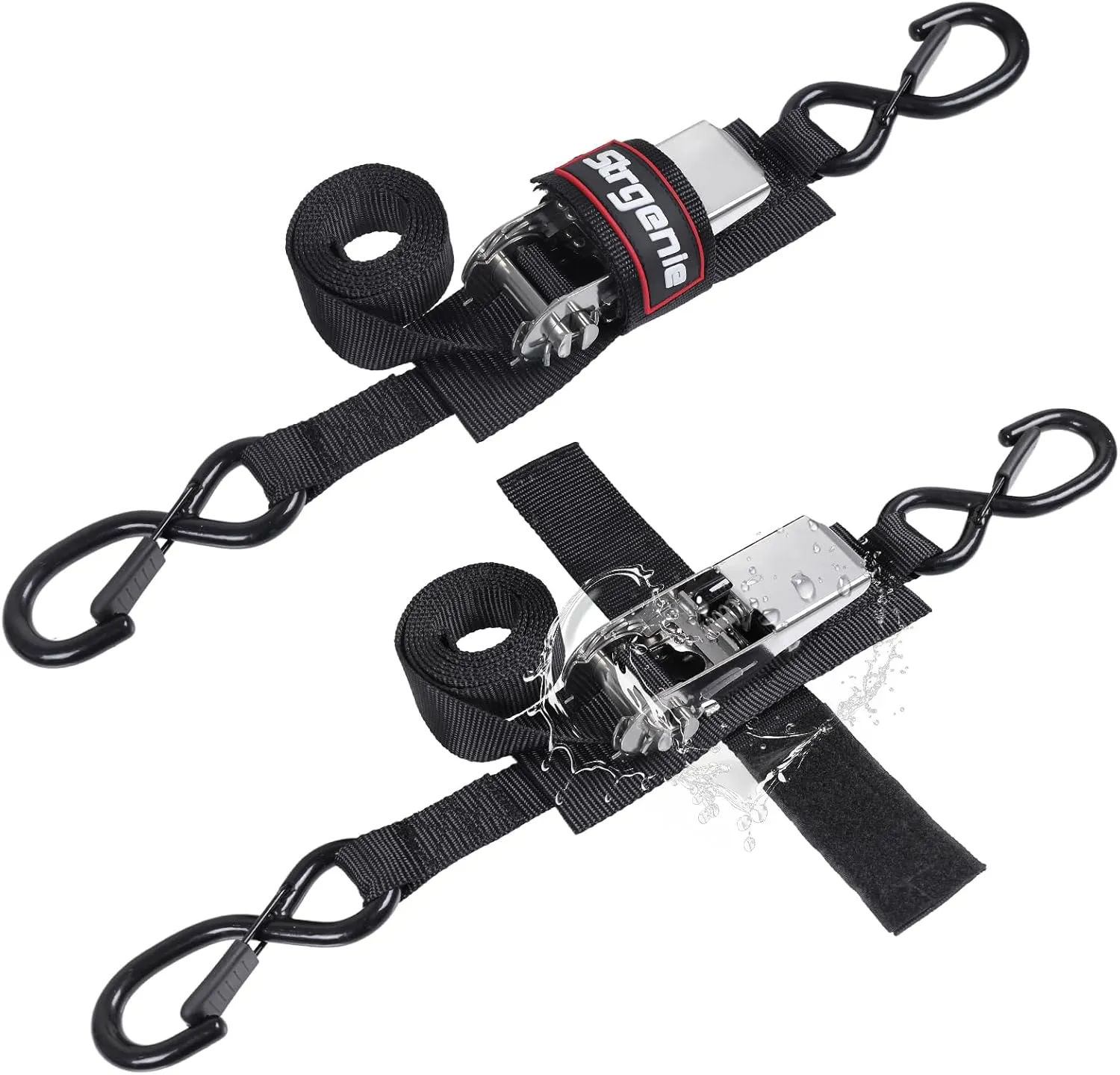 Boat Tie Down Straps to Trailer 4 Feet, Heavy Duty Transom Tie Down Strap, 2400lbs Breaking Strength, Stainless Steel Boat Transom Straps Boat Trailer Accessories for Marine Jet Ski Pontoon