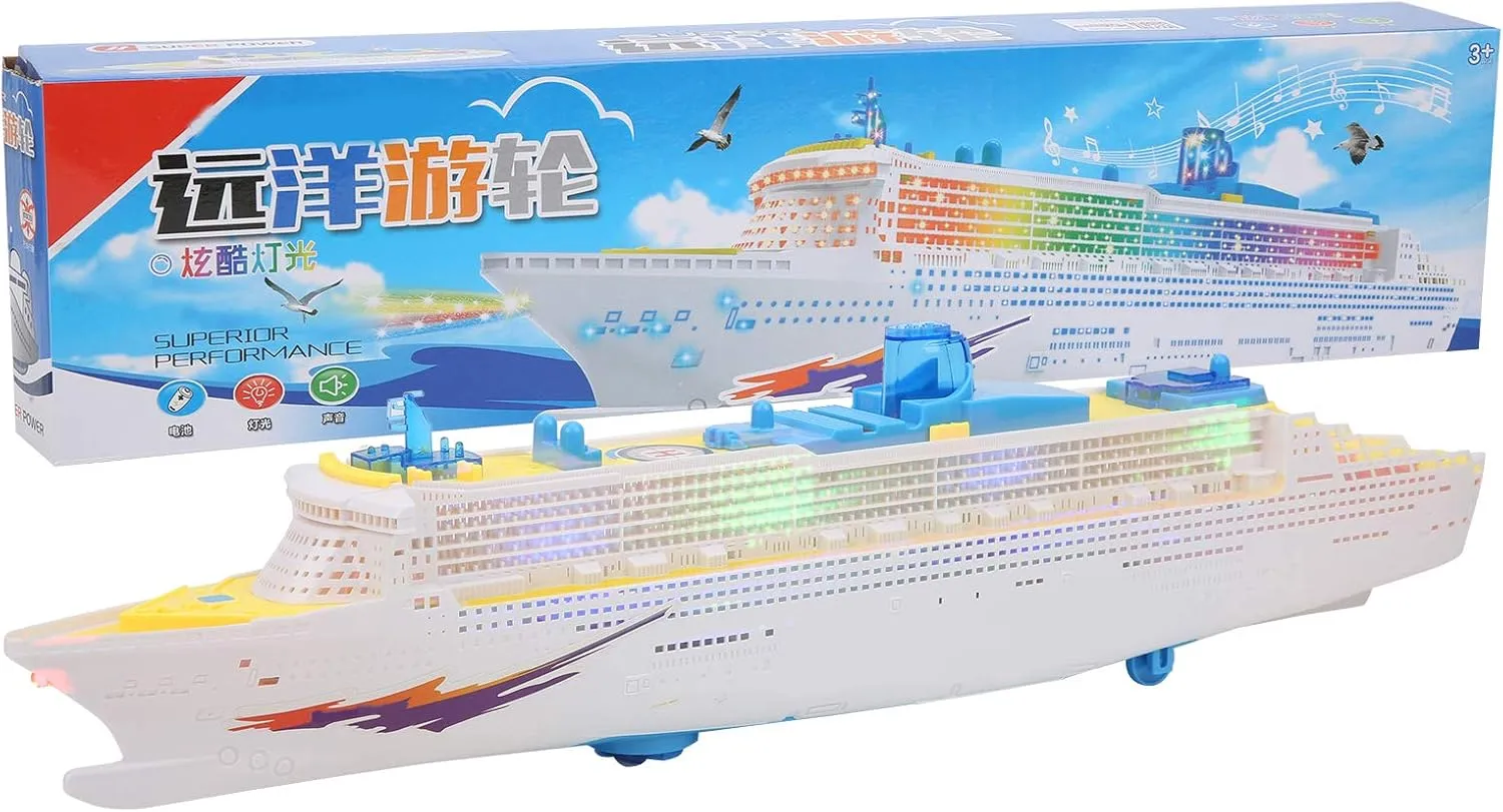Boat Toy, ABS Simulation Boat Toy with Lights Sound Effect, Children Electric Ship Boat Model Toy for Children 3 Years Old