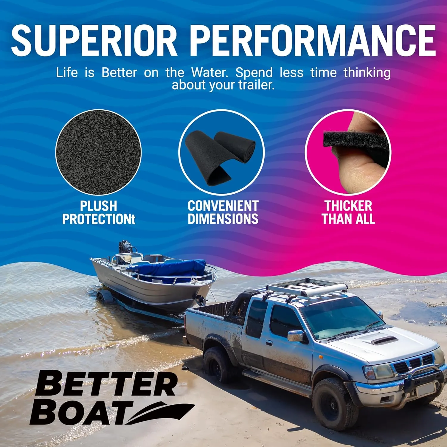 Boat Trailer Bunk Carpet, Black Marine Carpet, Replacement for Trailer Bunk Boards, Boat Lift Bunks, and Runners,Durable Bunker Material Covers