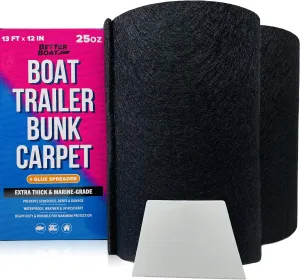 Boat Trailer Bunk Carpet, Black Marine Carpet, Replacement for Trailer Bunk Boards, Boat Lift Bunks, and Runners,Durable Bunker Material Covers