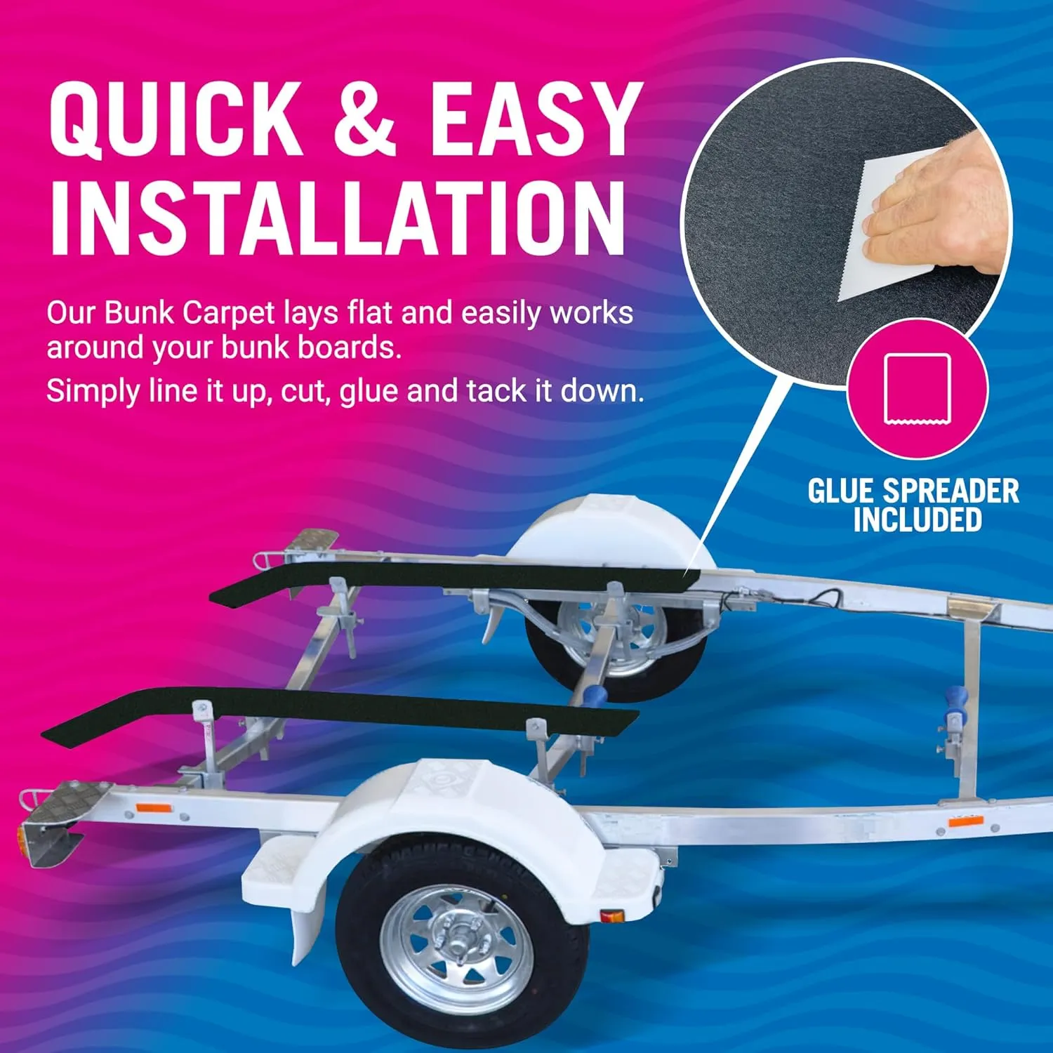 Boat Trailer Bunk Carpet, Black Marine Carpet, Replacement for Trailer Bunk Boards, Boat Lift Bunks, and Runners,Durable Bunker Material Covers