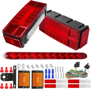 Boat Trailer Lights Kit, Submersible Trailer Light LED Kit with 25FT Wiring Harness Marker Lights Light Bar for 12V Boat Truck RV Over 80 Inch
