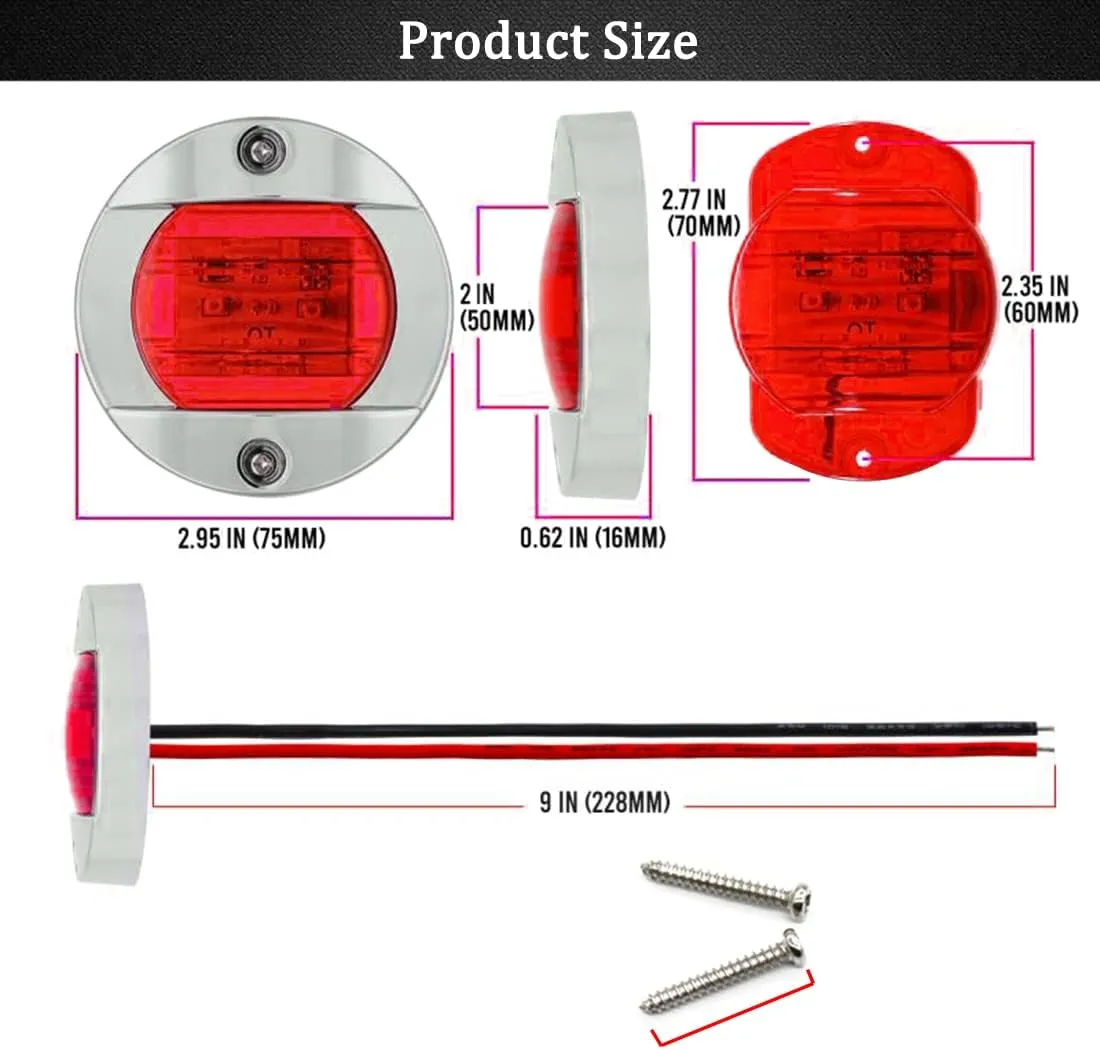 Boaton LED Night Fishing Lights, Courtesy, Deck, Navigation Lights For Boats, Red