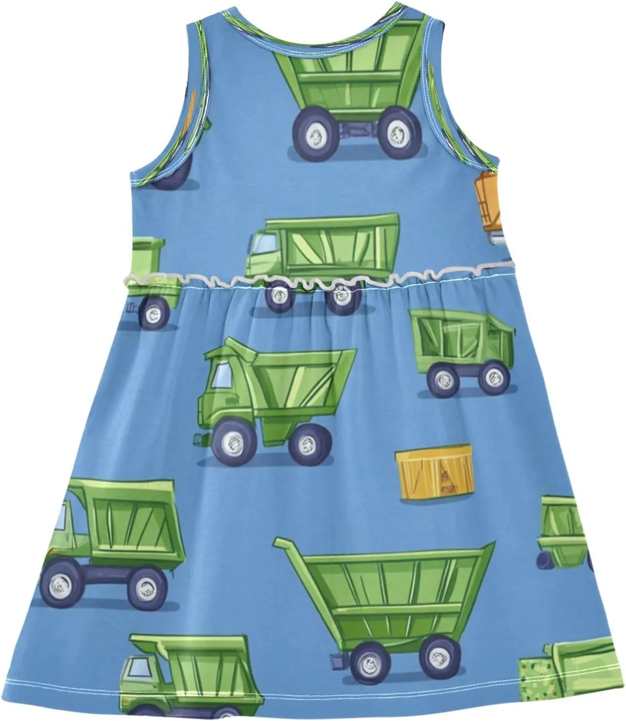 Boccsty Green Construction Garbage Trucks Girls Dress Kids Toddler Casual Dresses Summer Dresses 2T