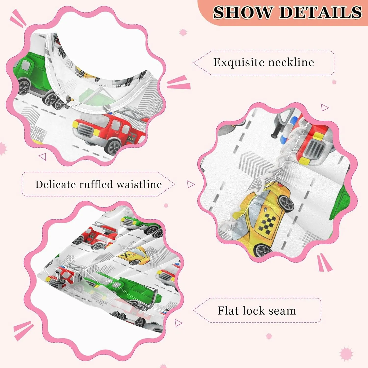 Boccsty Red Green Garbage Trucks Girls Dress Kids Toddler Casual Dresses Summer Dresses 2T