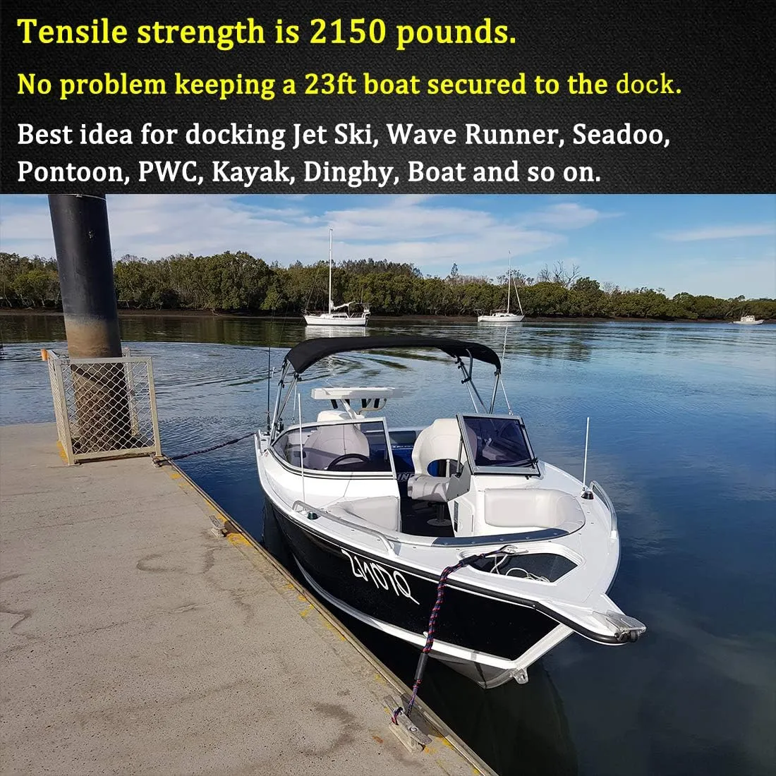 Botepon Bungee Dock Lines - Quick and Easy Dock Rope for Jet Ski, PWC, Seadoo, WaveRunner, Pontoon, Bass Boat