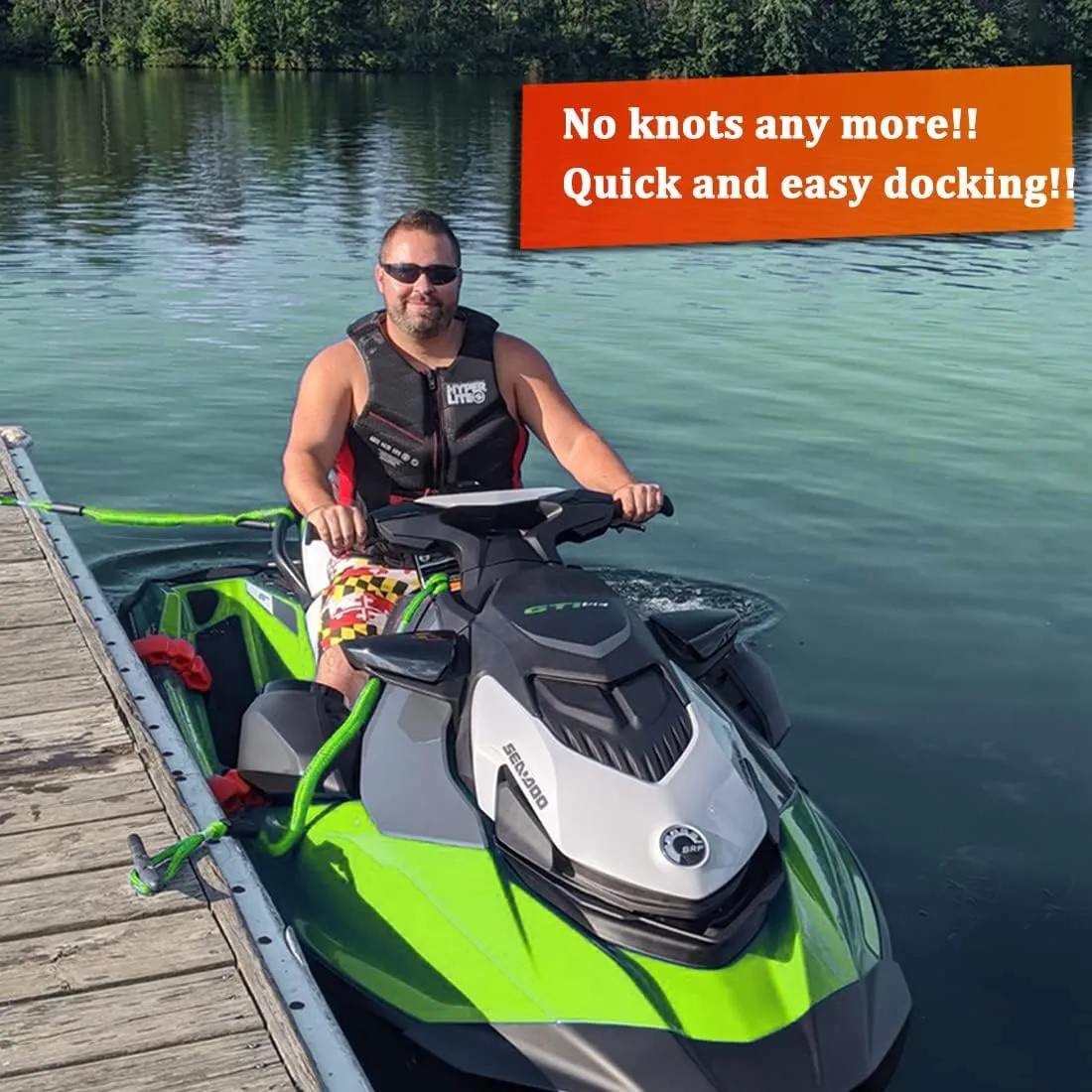 Botepon Bungee Dock Lines - Quick and Easy Dock Rope for Jet Ski, PWC, Seadoo, WaveRunner, Pontoon, Bass Boat