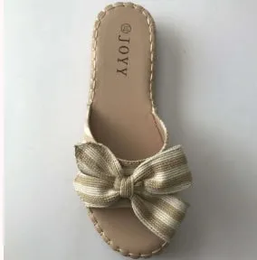 Bow Sand Stripe Slide