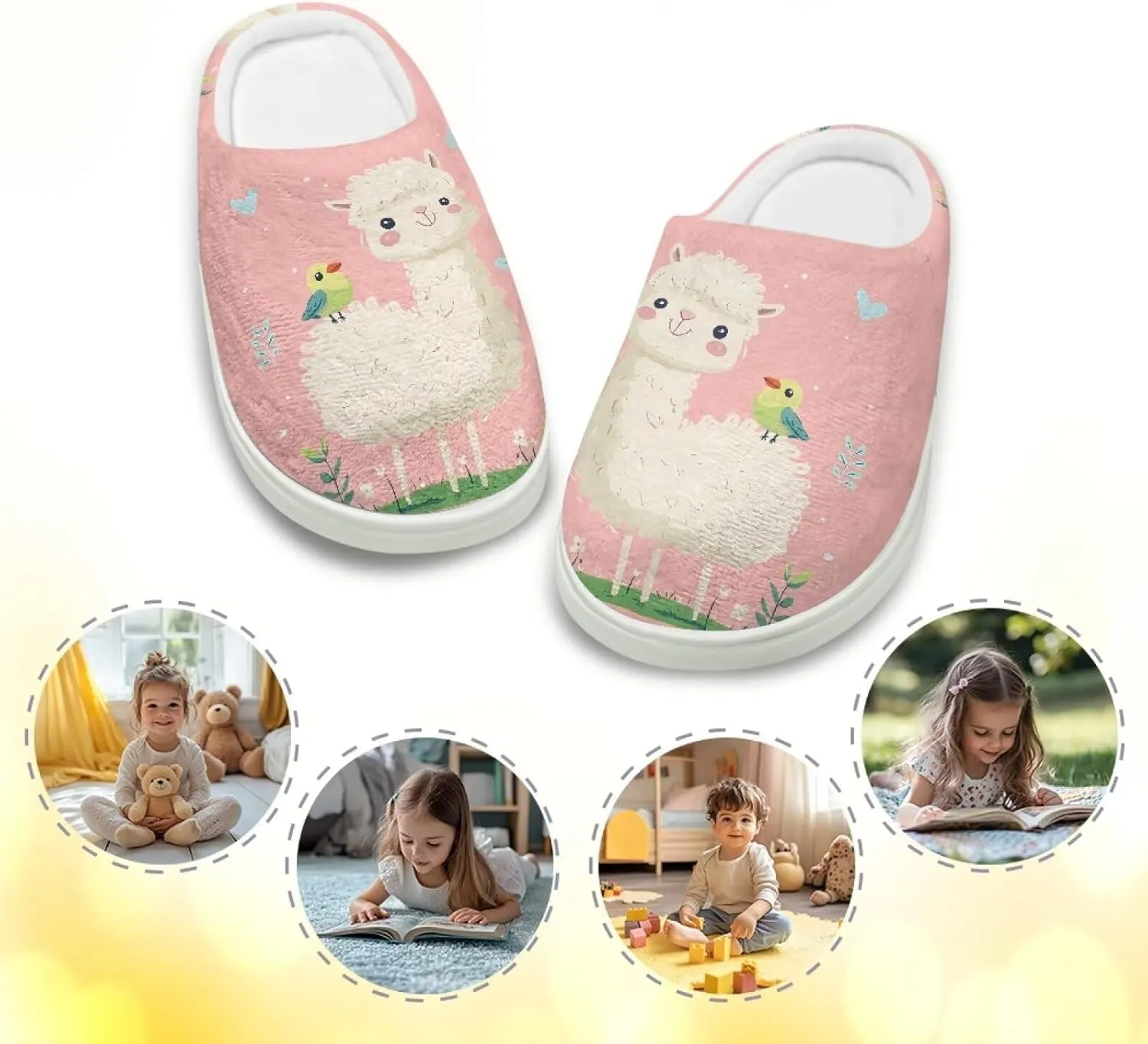 Boy Girls Cute Fluffy Plush Slipper Animal Print House Slippers Winter Non Slip Warm Indoor Soft Fuzzy Shoes US9-15