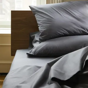 Brooklinen Luxury Sateen Sheet Set - 7 Piece 100% Cotton Bed Sheets - 1 Fitted & 1 Flat Sheet, 4 Pillowcases, 1 Duvet Cover, Soft Sateen Sheets for Ultimate Comfort Queen - Slate Grey
