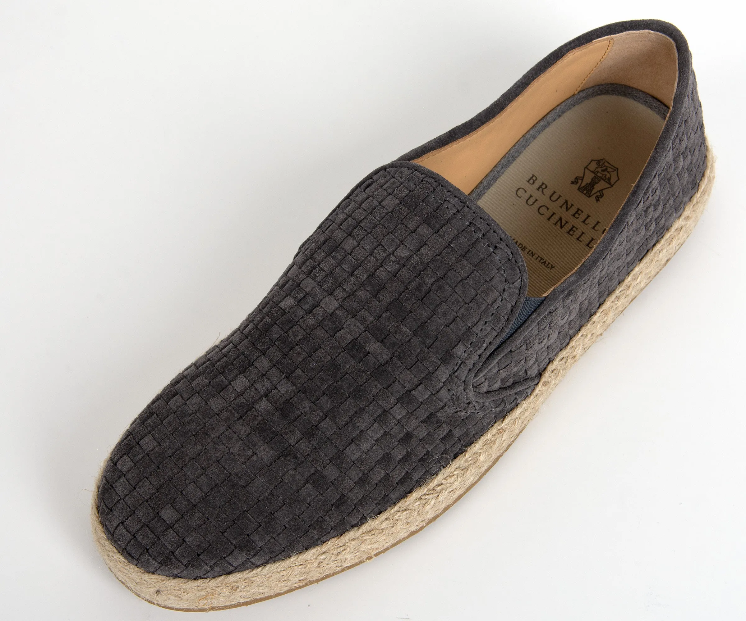 BRUNELLO CUCINELLI Weaved Suede Espadrille Loafers Grey