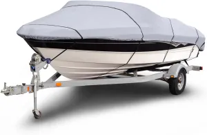 Budge B-1201-X6 1200 Denier V-Hull Runabout Boat Cover Gray 20'-22' Long (Beam Width Up to 106") Waterproof, Heavy Duty, UV Resistant