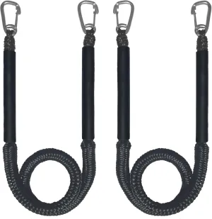Bungee Boat Dock Line, Boat Rope Mooring Rope with Double 316 Stainless Steel Clips Accessories for Bass Boat, Jet Ski, Kayak, Pontoon, Watercraft, Waverunner, SeaDoo, Canoe,2Packs,4-6FT,Black