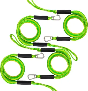 Bungee Dock Line with Hook, Green Mooring Rope for Boat 4 ft 4 Pack