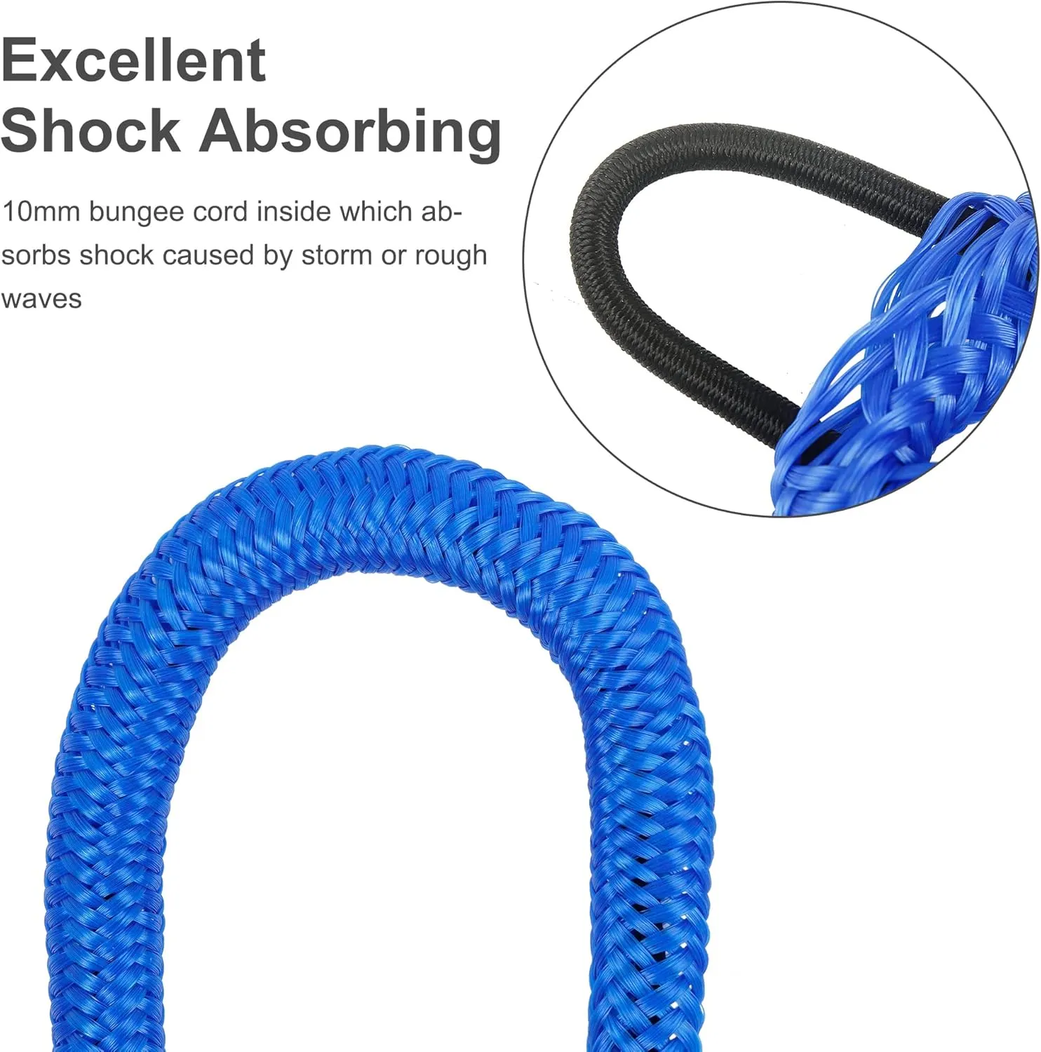 Bungee Dock Lines - Boat Accessories - 4 Feet Shock Cords Docking Rope Mooring Rope for PWC,Jet ski,Pontoon,Kayak,Canoe,Power Boat,Watercraft (Blue)