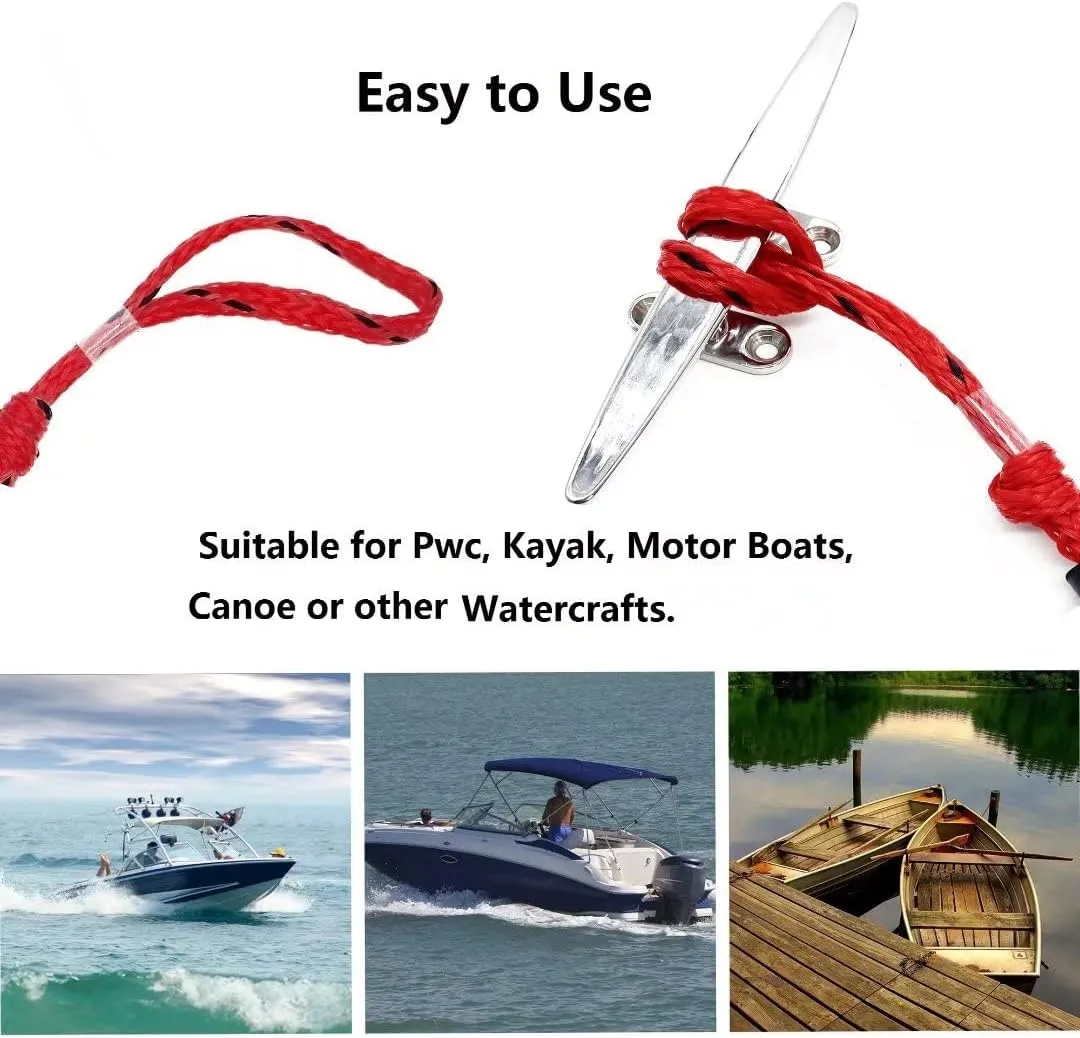 Bungee Dock Lines for Boat Shock Absorb Dock Tie Mooring Rope Boat Accessories 4-5.5 ft,4Pack (RED&Black spot)