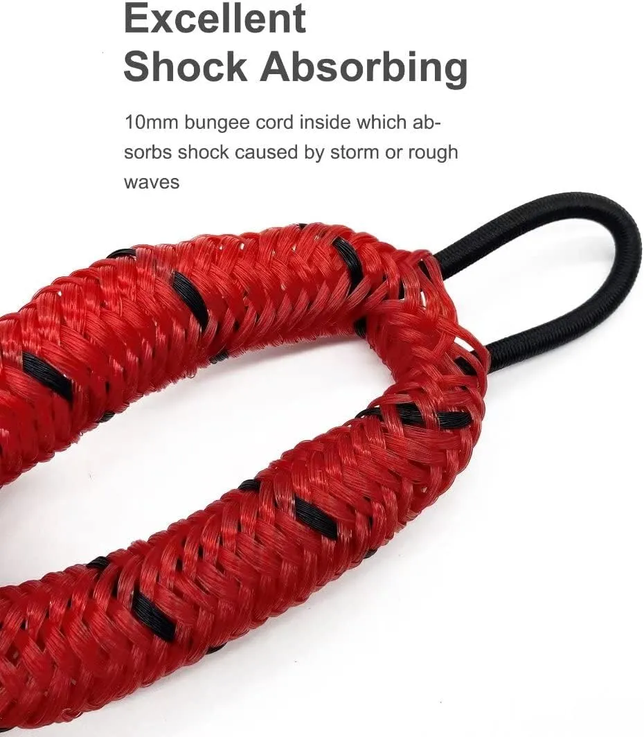 Bungee Dock Lines for Boat Shock Absorb Dock Tie Mooring Rope Boat Accessories 4-5.5 ft,4Pack (RED&Black spot)