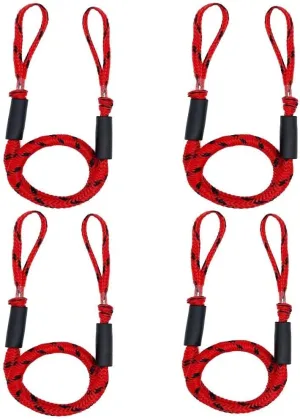 Bungee Dock Lines for Boat Shock Absorb Dock Tie Mooring Rope Boat Accessories 4-5.5 ft,4Pack (RED&Black spot)