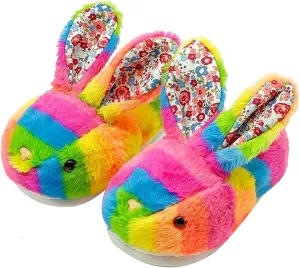 Bunny Slippers for Women Cute Plush Rabbit Fuzzy Slippers, Soft Fluffy Animal Winter Warm Indoor House Slippers Shoes