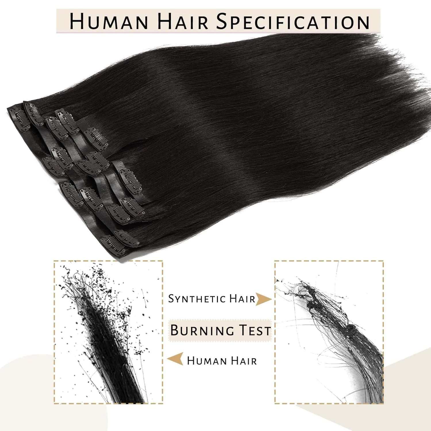 Caliee Seamless Hair Extensions Clip in Human Hair for Women 7Pcs 1B Natural Black Hair Extensions Clip in 110G Double Weft Full Head Not Tangled Silky Clip ins Straight Human Hair 14Inch