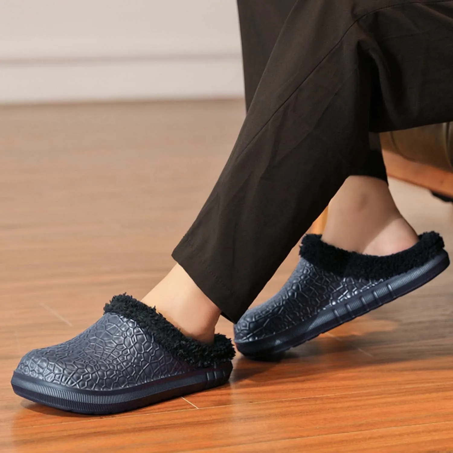 CERYTHRINA Mens Womens Lined Clogs Cotton Lining Indoor Outdoor Waterproof Walking Garden Clogs Shoes Winter Slippers