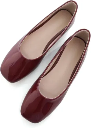 ChaiRong Zhou Women Square Toe Ballets Flats Comfort Slip On Walking Shoes for Driving