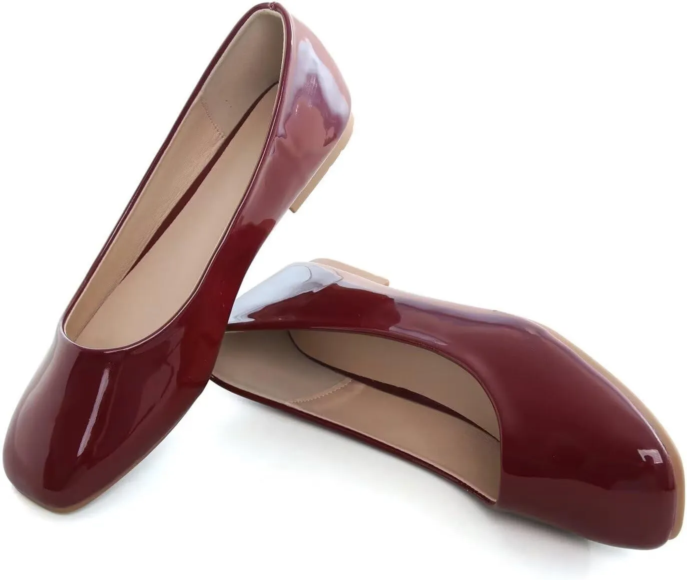 ChaiRong Zhou Women Square Toe Ballets Flats Comfort Slip On Walking Shoes for Driving