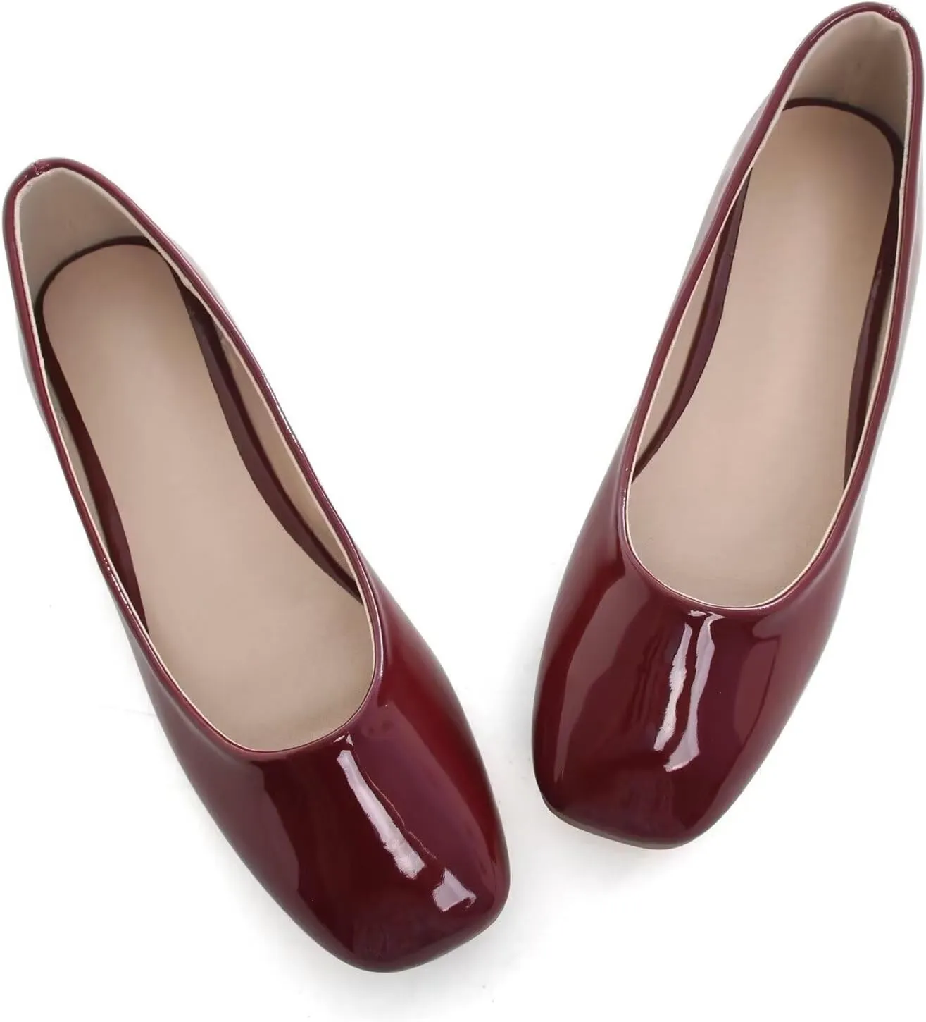 ChaiRong Zhou Women Square Toe Ballets Flats Comfort Slip On Walking Shoes for Driving