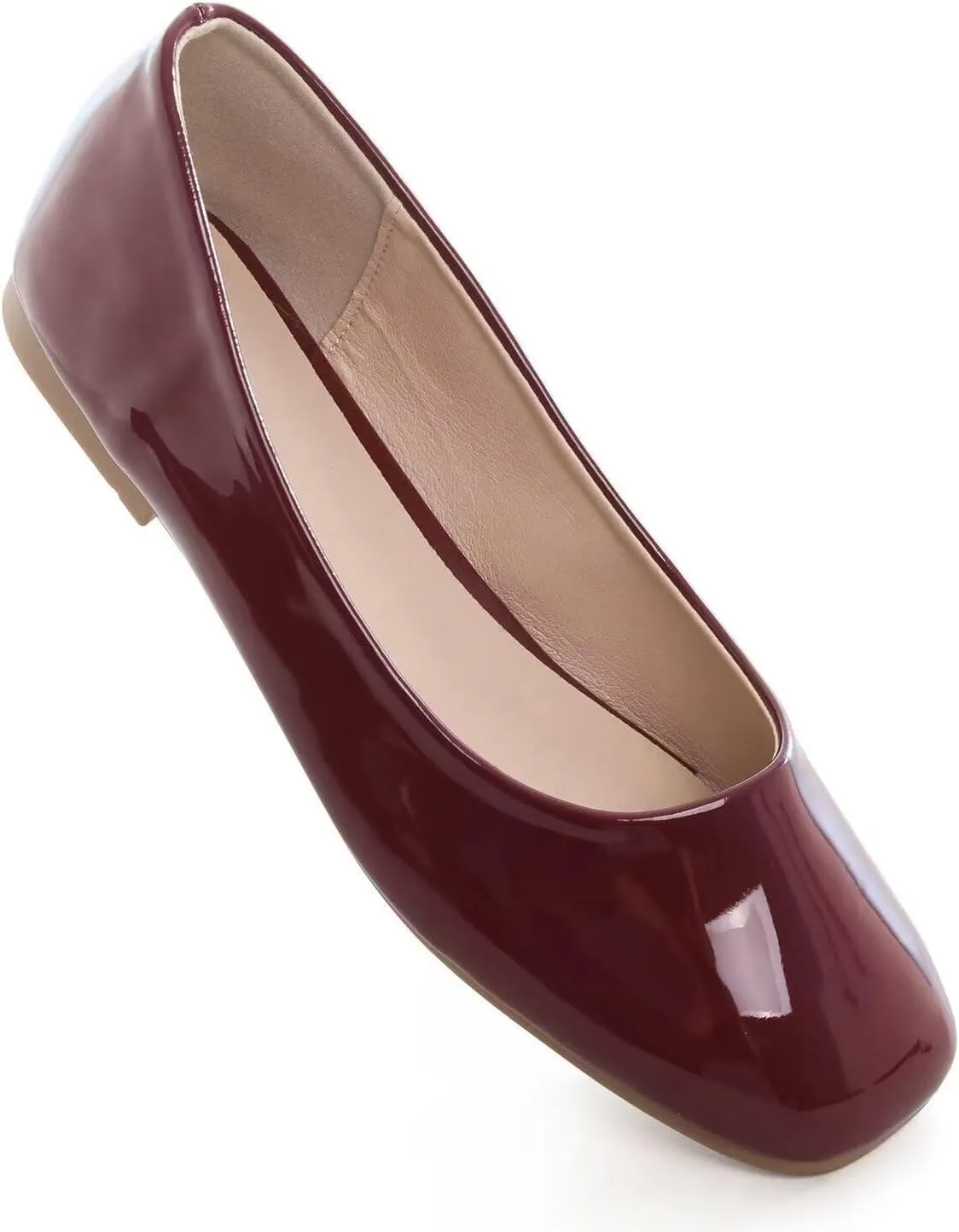 ChaiRong Zhou Women Square Toe Ballets Flats Comfort Slip On Walking Shoes for Driving