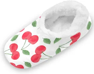 Cherry and Leaves Slippers for Girls Kids Toddler Home House Fuzzy Slipper Indoor Soft Plush Fleece Non Slip Casual Shoes, S