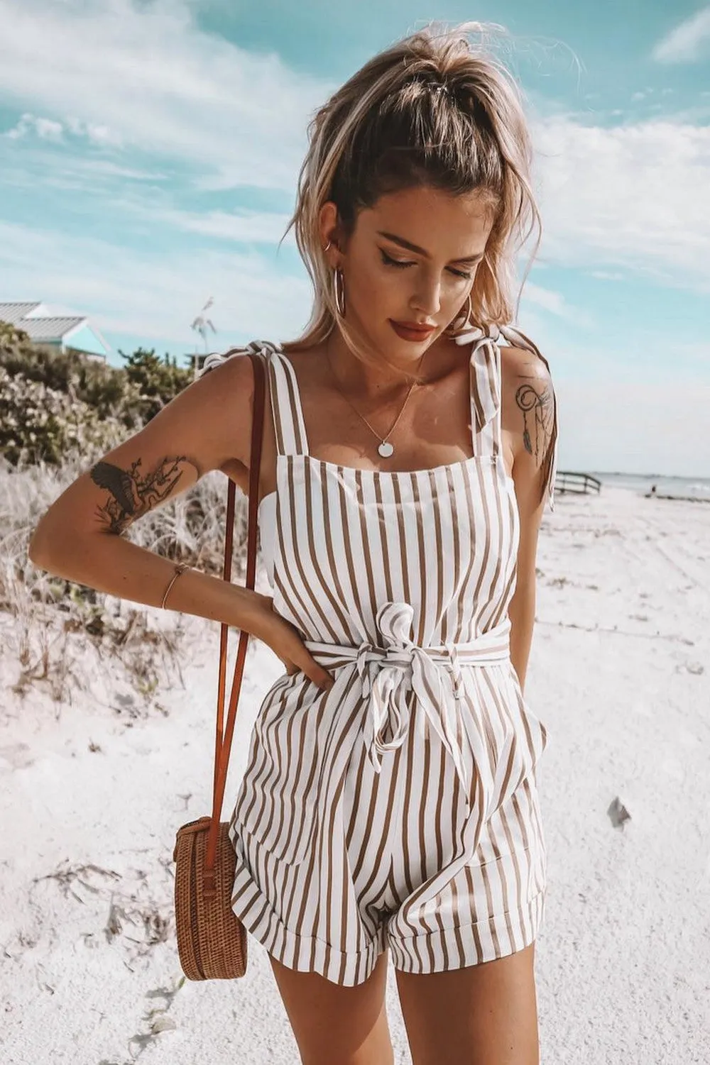 Cinque Terre Playsuit Tan