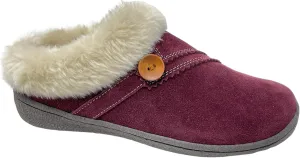 Clarks Womens Suede Leather Clog Slipper JMS0411B - Warm Plush Faux Fur Lining - Indoor Outdoor House Slippers For Women (9 M US, Burgundy)