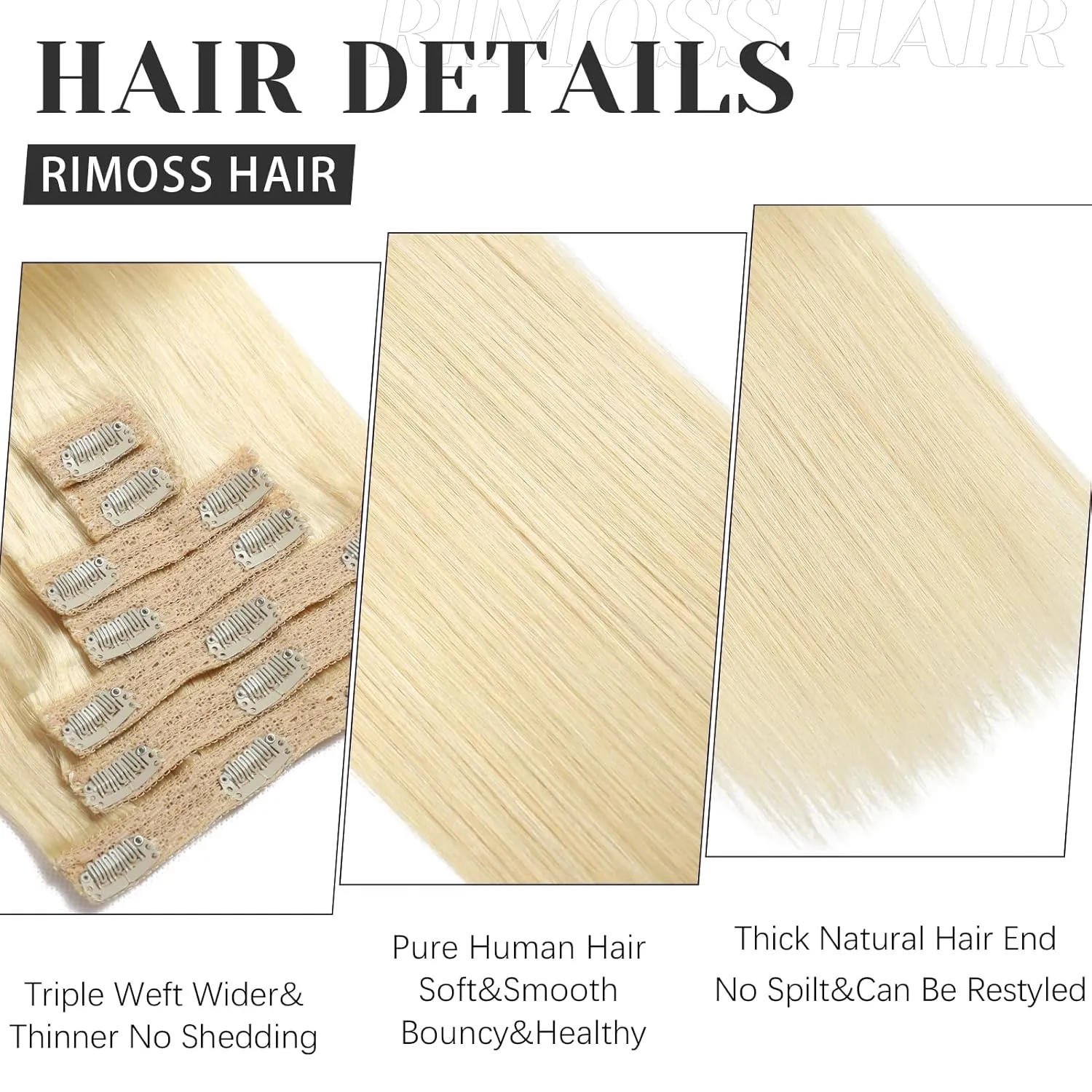 Clip in Hair Extensions Real Human Hair - 120g 22 Inch 7pcs, Bleach Blonde Color - Premium Soft Remy Human Hair Clip in Extensions Straight for Women (#613 22 Inch)