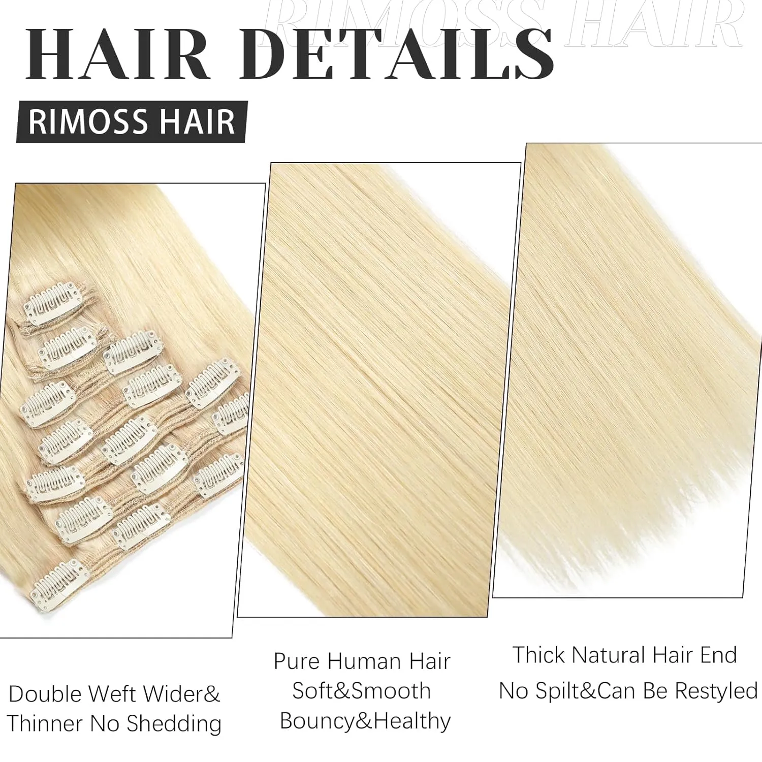 Clip in Hair Extensions Real Human Hair - 150g 18 inch 7pcs, Bleach Blonde Color (#613) - Premium Soft Hair Extensions Real Human Hair Clip ins Straight for Women (18 Inch)